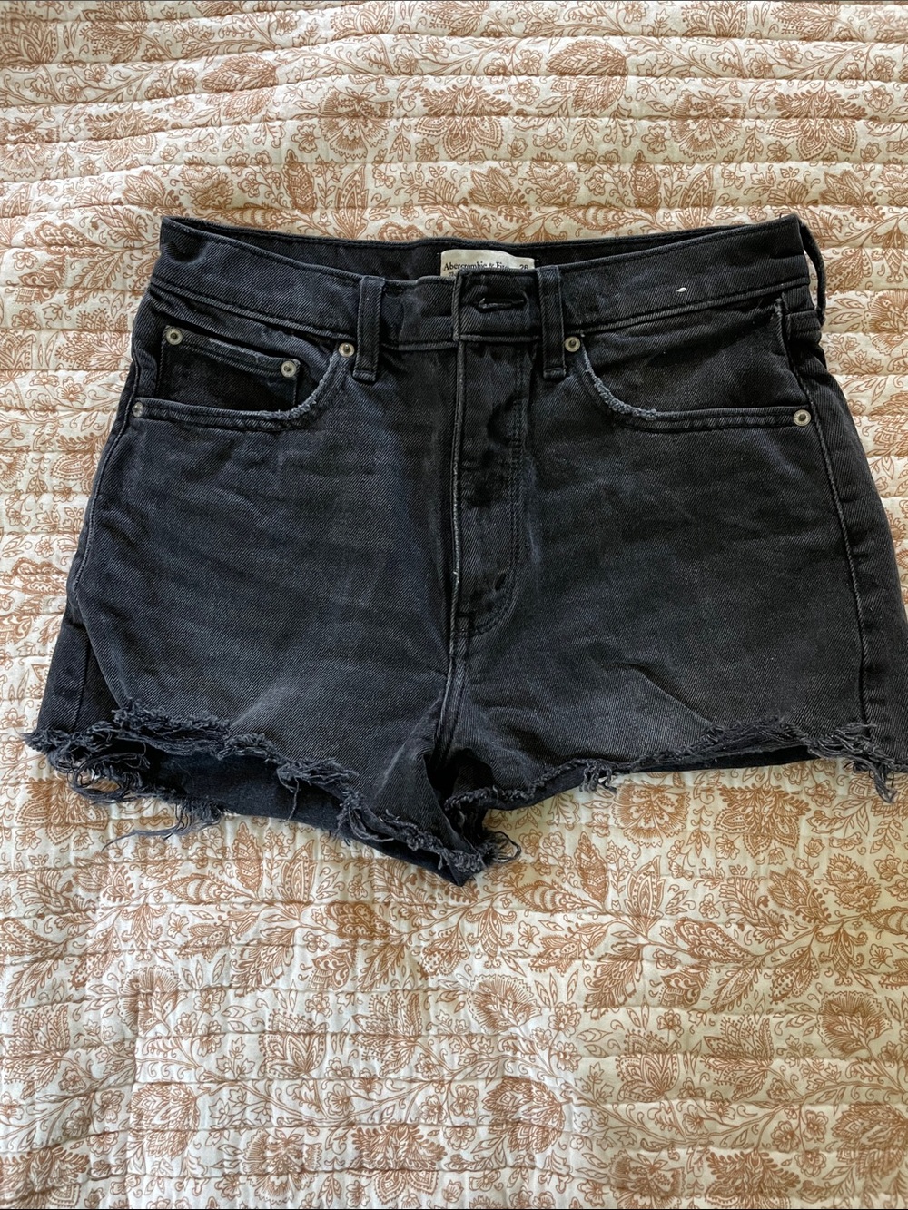 Abercrombie Mom Short High-Rise Black Denim Shorts